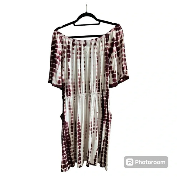 EUC Chaser women’s dress/tunic wine tie dye off the shoulder size Large - Picture 4 of 5